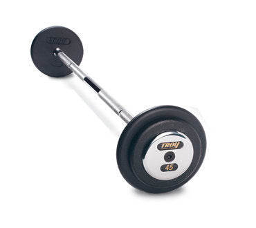 TROY Pro-Style Straight Barbell with Black Iron Plates, Chrome Bar, and Chrome Endcaps