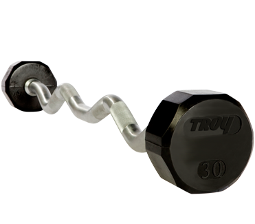 TROY 12-Sided Solid Rubber Curl Barbell Set 20-110 lbs