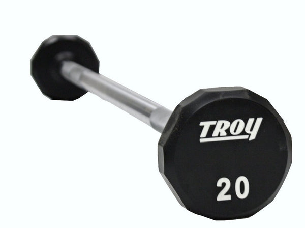 TROY 12-Sided Solid Head Urethane Straight Barbell