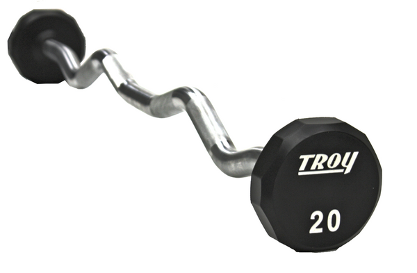 TROY 12-Sided Solid Head Urethane Curl Barbell