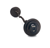 TROY Pro-Style Curl Barbell with Black Iron Plates, Chrome Bar, and Black Rubber Endcaps