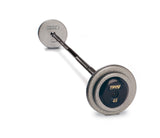 TROY Pro Style Barbell with Gray Iron Plates, Chrome Bar, and Rubber Endcaps