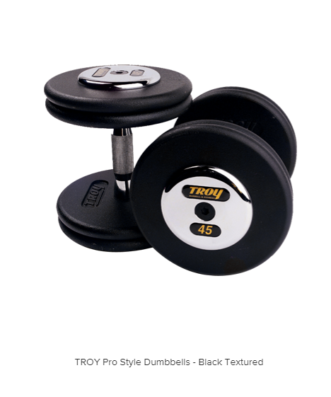 TROY - Pro Style Dumbbells - Black Textured